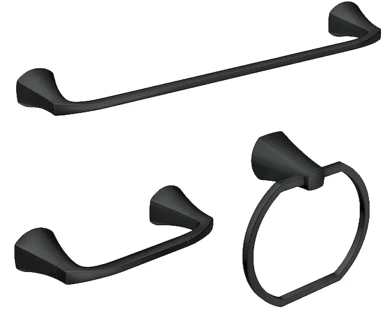 Moen Lindor MY8793BL Bathroom Hardware Set, Zinc, Black, Matte, 3-Piece :SET: QUANTITY: 1