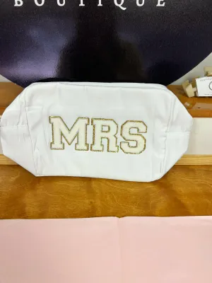 MRS Xl Nylon Varsity Pouch - White with Gold Lettering