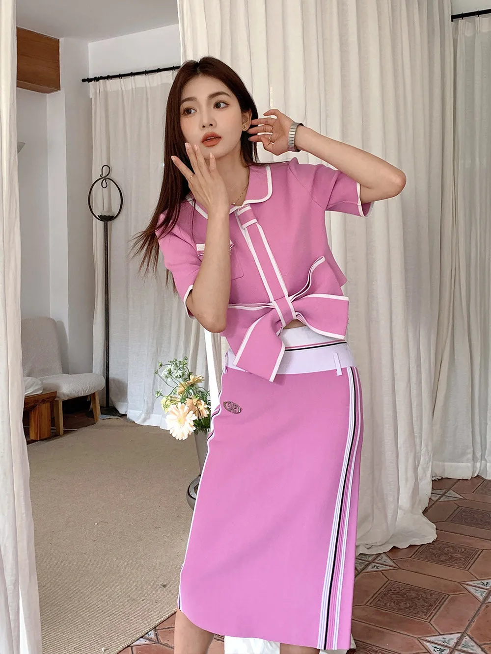 MUKZIN Striking Bow Elegant Fitted Original Knitwear