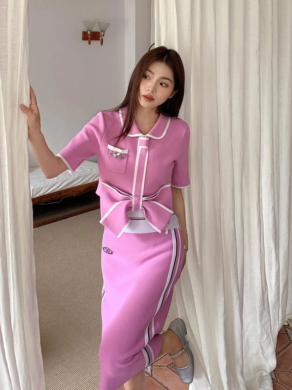 MUKZIN Striking Bow Elegant Fitted Original Knitwear