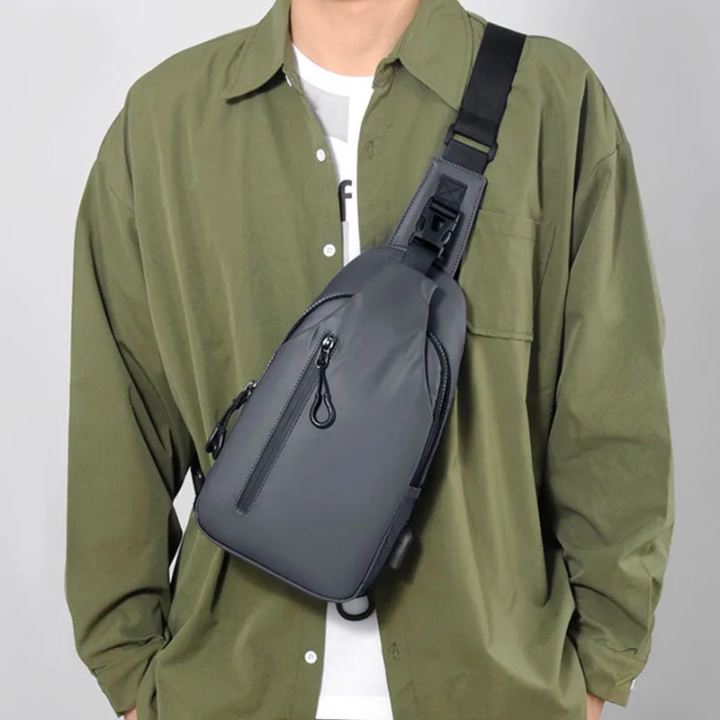 Multipurpose Waterproof Sling Bag Chest Bag for Men with USB Charger