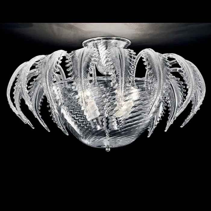 Murano Glass Ceiling Light Fitting With Decorative Leaf Detail