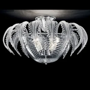 Murano Glass Ceiling Light Fitting With Decorative Leaf Detail