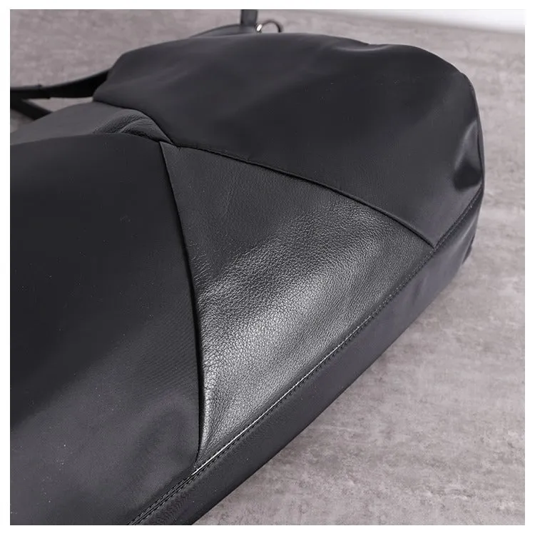 Nylon Leather Travel Handbag Purse Womens Black Nylon Shoulder Bag Nylon Gym Purse for Ladies