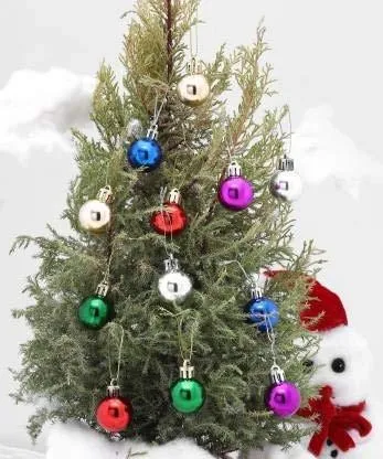 PartyCorp Multicolour Ball Shaped Dangler Decoration Set For Christmas Tree, DIY Pack Of 12