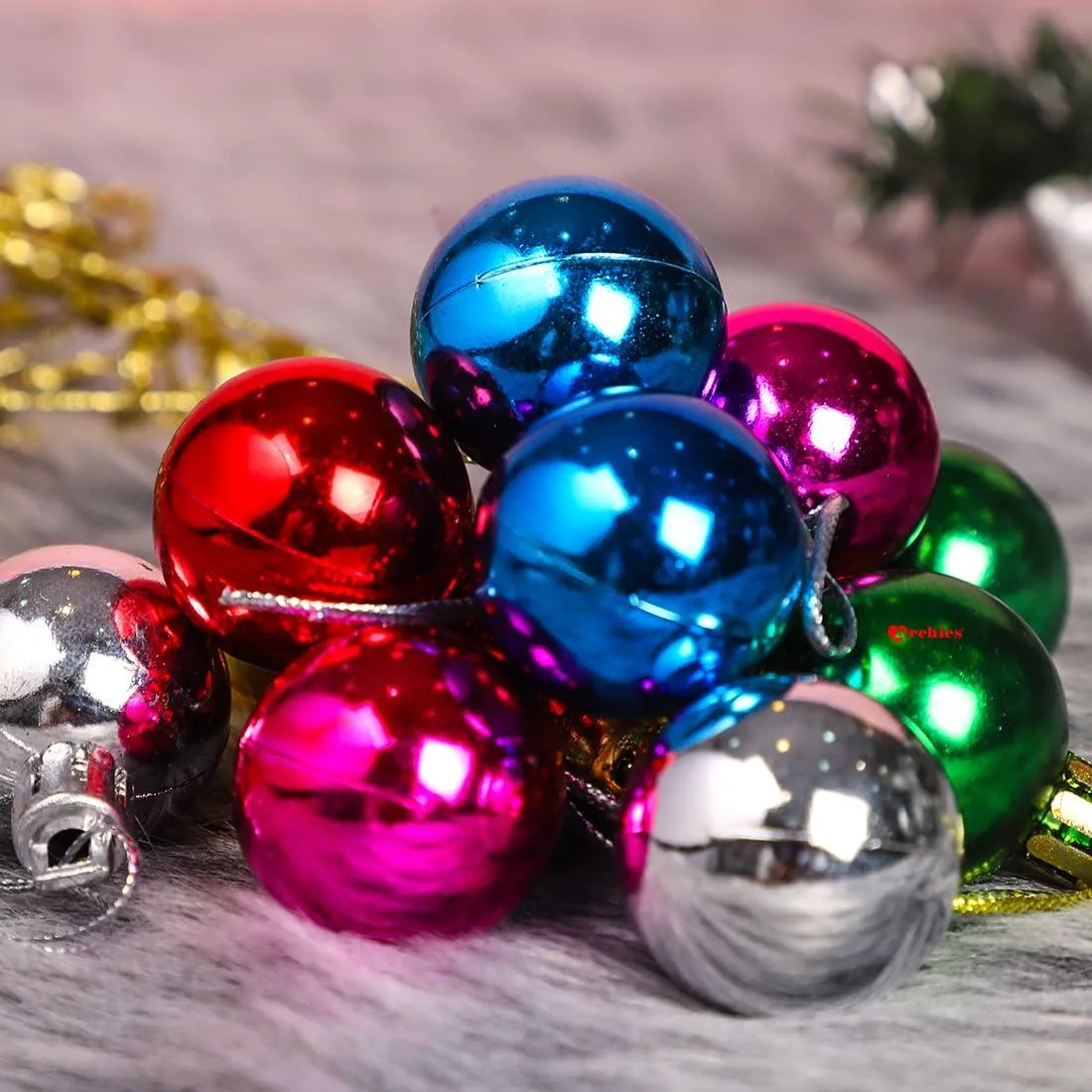 PartyCorp Multicolour Ball Shaped Dangler Decoration Set For Christmas Tree, DIY Pack Of 12