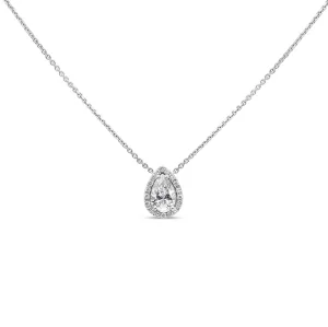 Pear-shaped diamond halo pendant