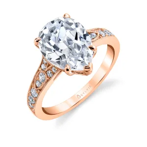 Pear Shaped Vintage Inspired Engagement Ring - Chereen 18k Gold Rose