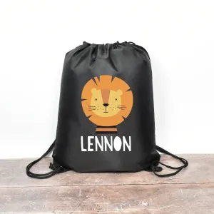 Personalised Gym Bag Kids, Boys Lion Gym Bag, Boys Drawstring Bag, School Bag, Lion School PE Bag, Lion Pump Bag, Personalised Nursery Bag