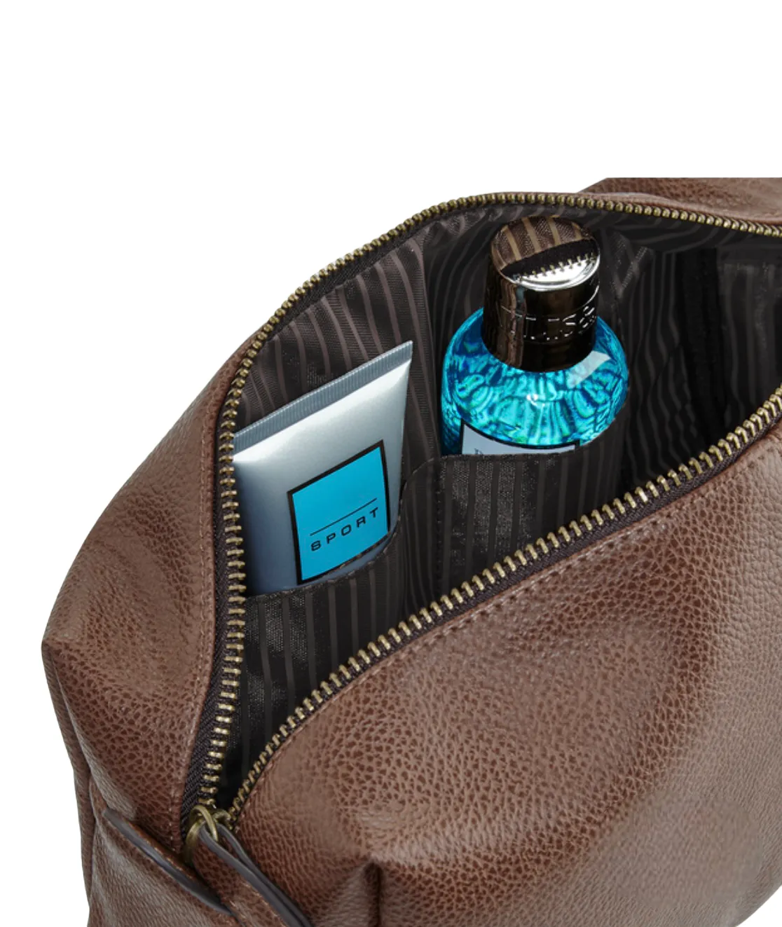 Personalised monogram embroidered wash bag. Leather look, high quality & choice of colours.