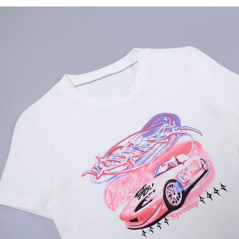 Pink Graphic Stylish Car Baby Tee
