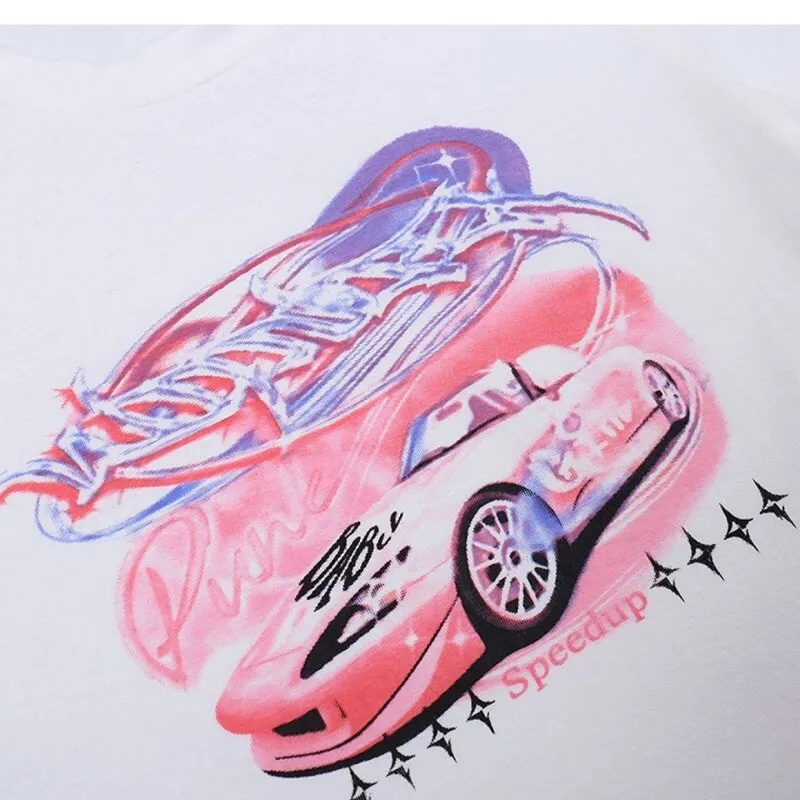 Pink Graphic Stylish Car Baby Tee