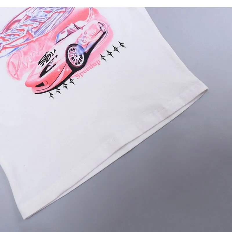 Pink Graphic Stylish Car Baby Tee