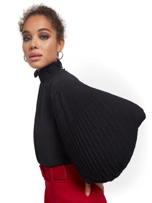 Pleated-Sleeve Blouse