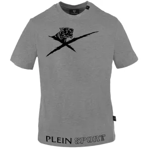 Plein Sport Large Striking Logo Grey T Shirt