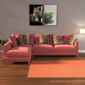 Premium Pink Pastel Coloured with Premium Comfort L Shaped 4 Seater Sofa Set for Home