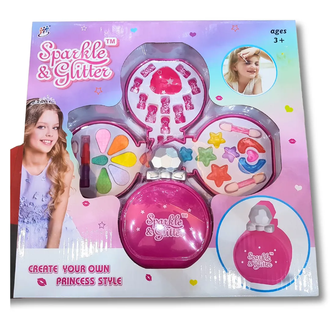 Princess Glam: Sparkle & Glitter Makeup Set for Little Girls (3 ) - Fun Styling, Unputdownable Play, Complete with Lovely Bag & Various Cosmetics!
