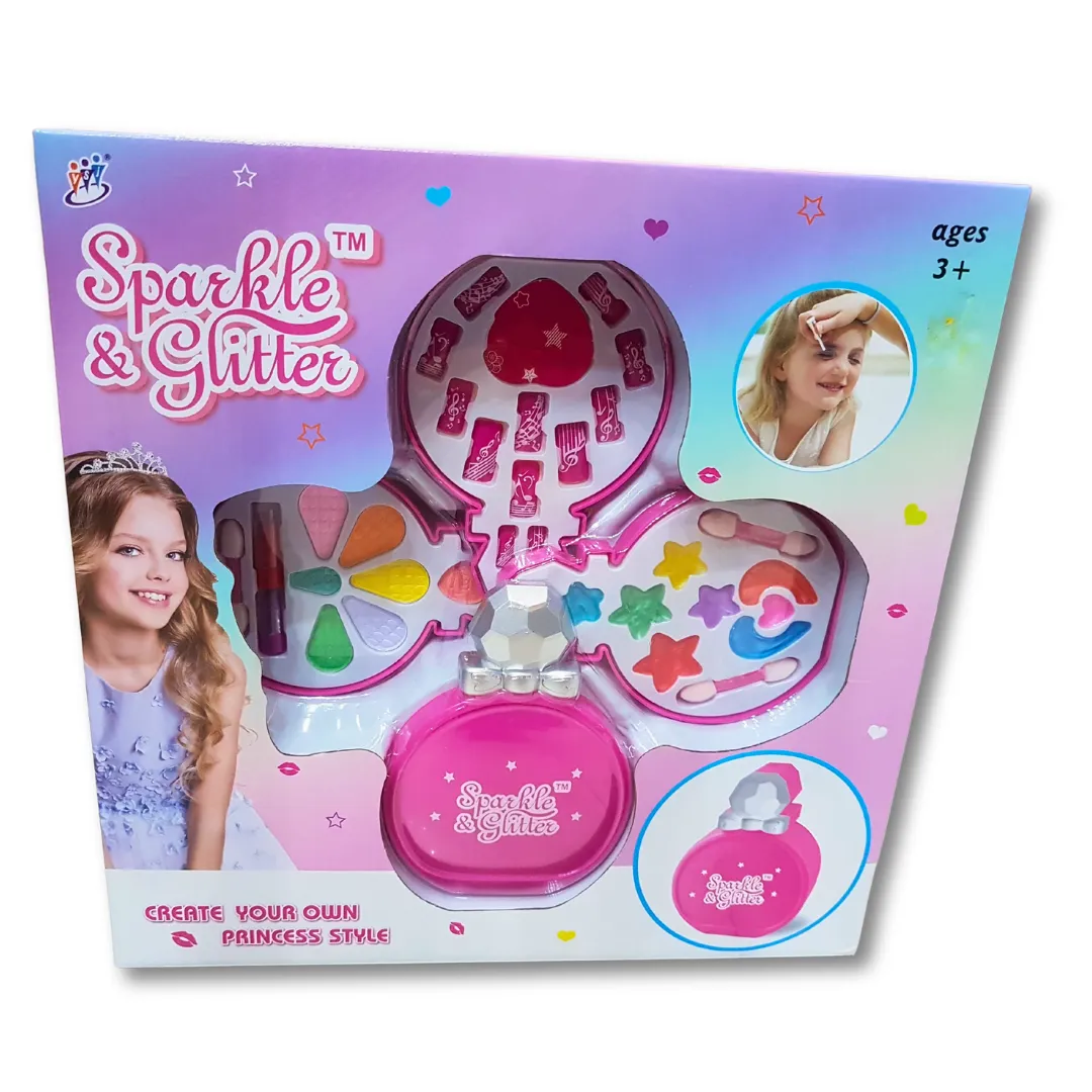 Princess Glam: Sparkle & Glitter Makeup Set for Little Girls (3 ) - Fun Styling, Unputdownable Play, Complete with Lovely Bag & Various Cosmetics!