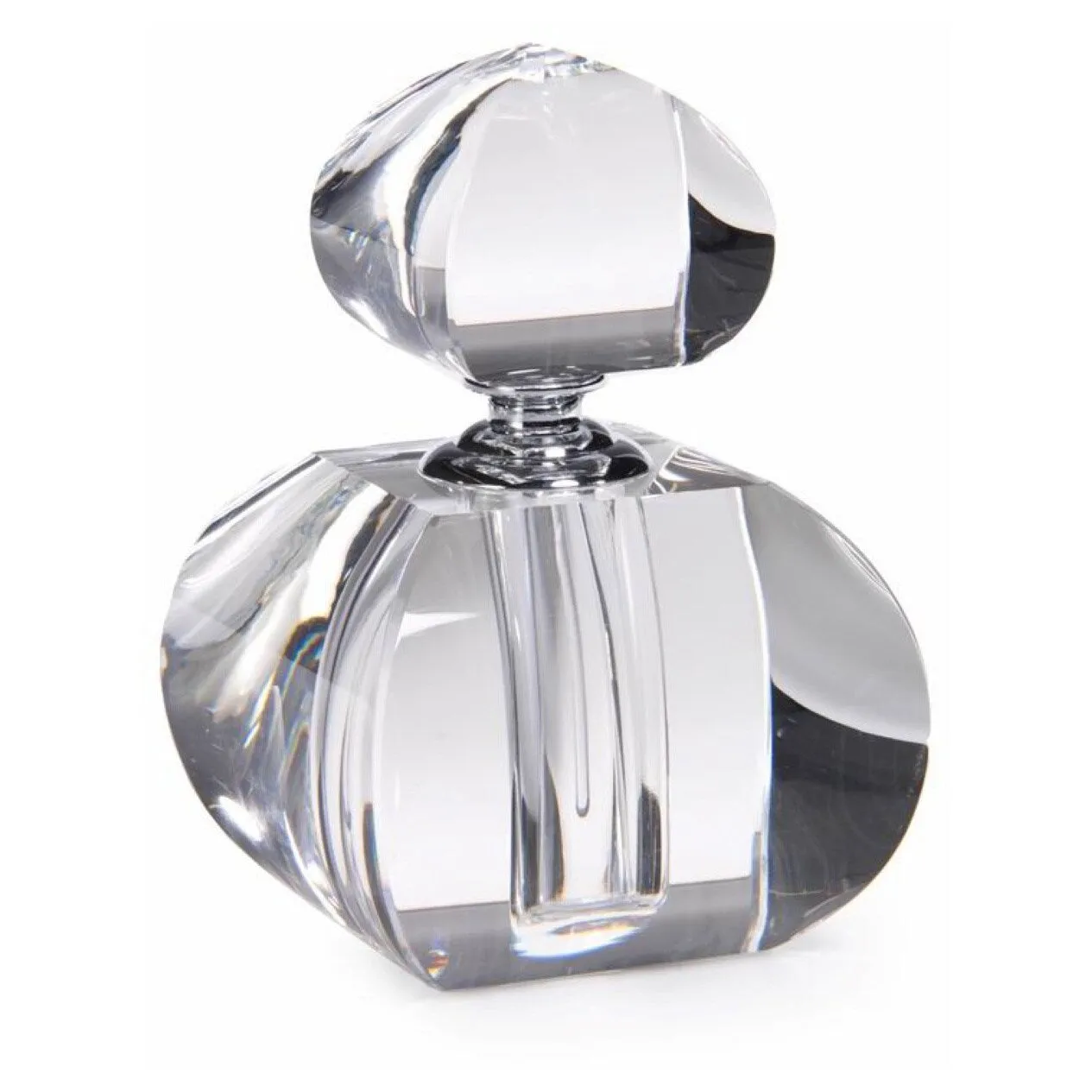 "Amari" 6.5" Tall Glass Perfume Bottle, Curved Square Shaped