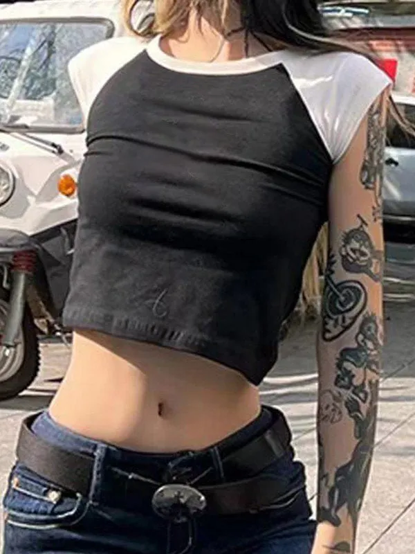 Raglan Sleeve Graceful Rib Crop Top