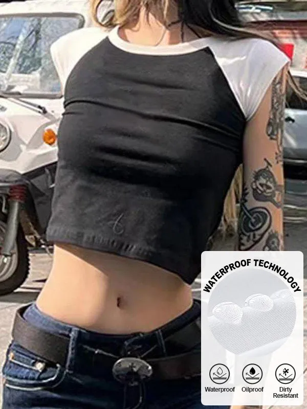 Raglan Sleeve Graceful Rib Crop Top