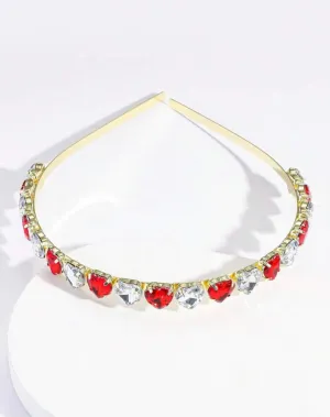 Red Heart Rhinestone Headband