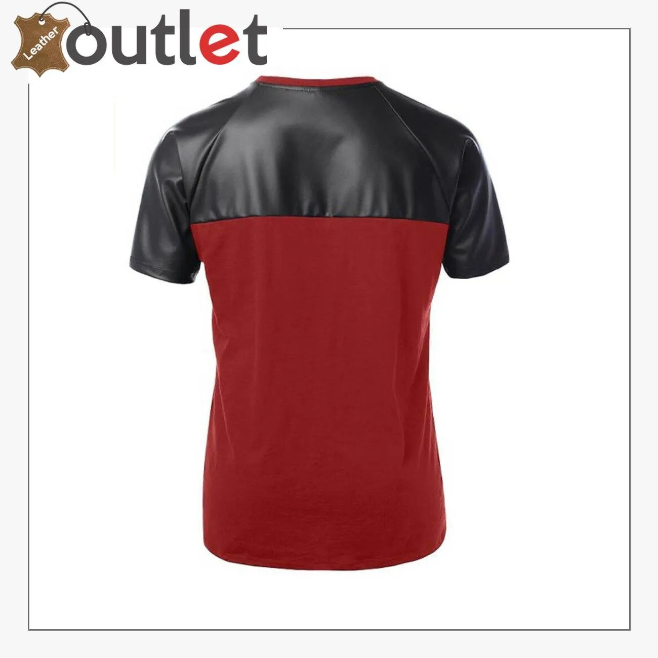 Red Mens Quality Leather Shirt with Cotton