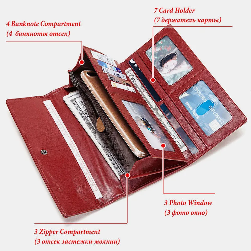 RFID Anti-Theft Multi-Card Genuine Leather Wallet