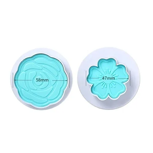 Rose & Heart Flower Plunger Cutter 2Pcs Set