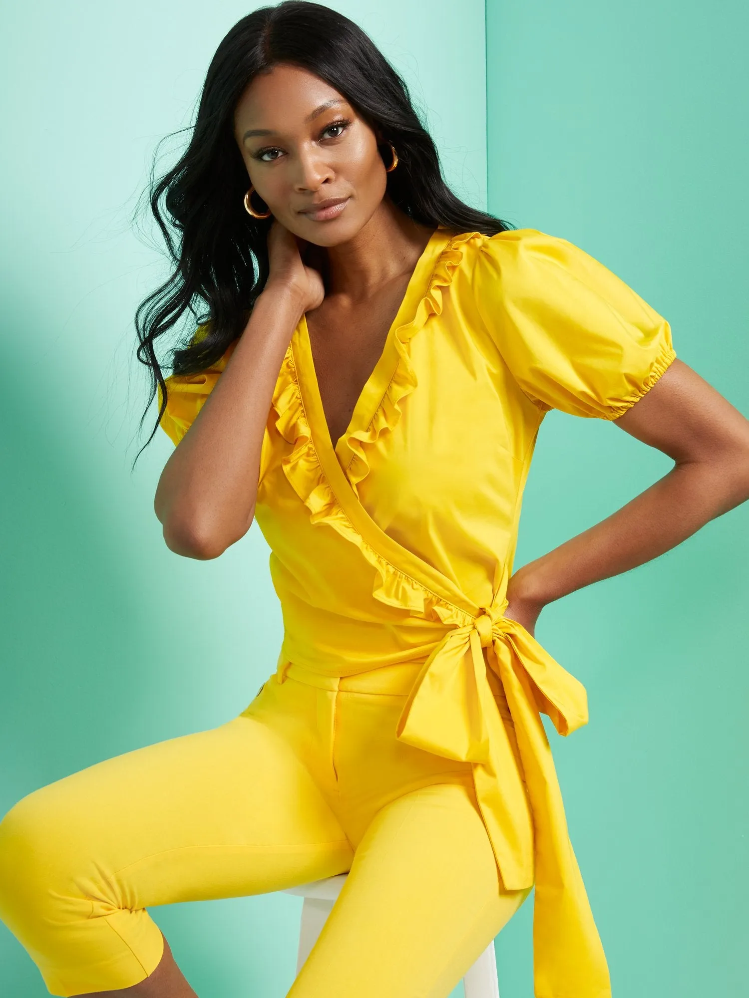 Ruffled Poplin Tie-Waist Shirt - 7th Avenue