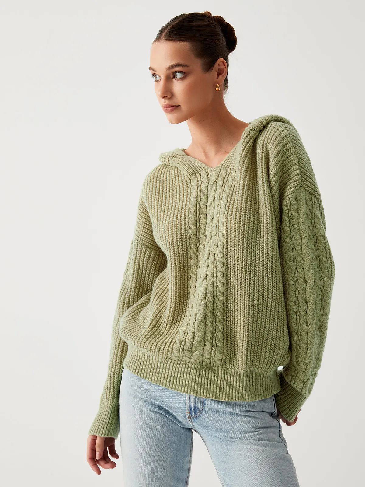 Sage Green Graceful Oversized Hoodie Sweater
