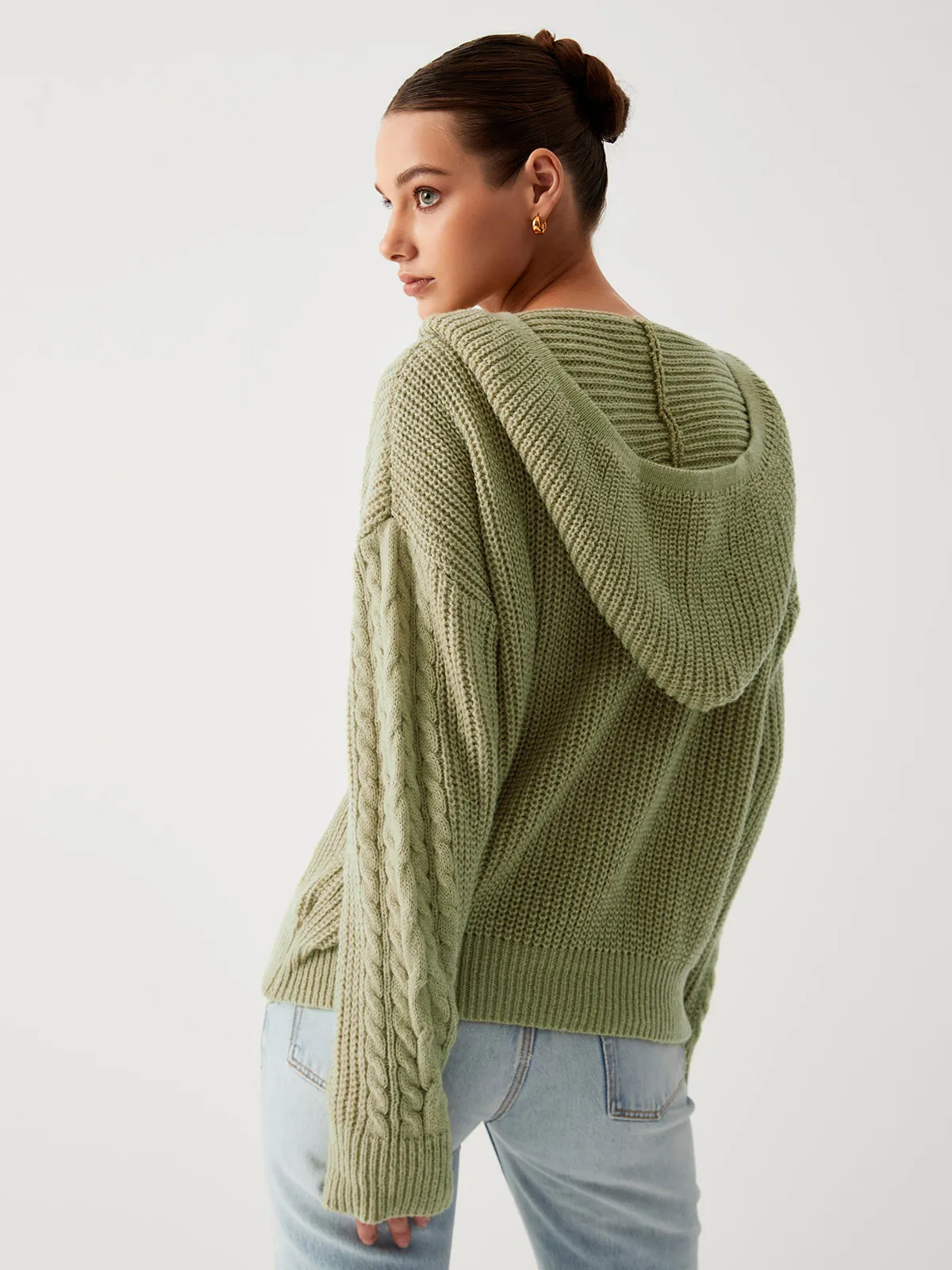 Sage Green Graceful Oversized Hoodie Sweater