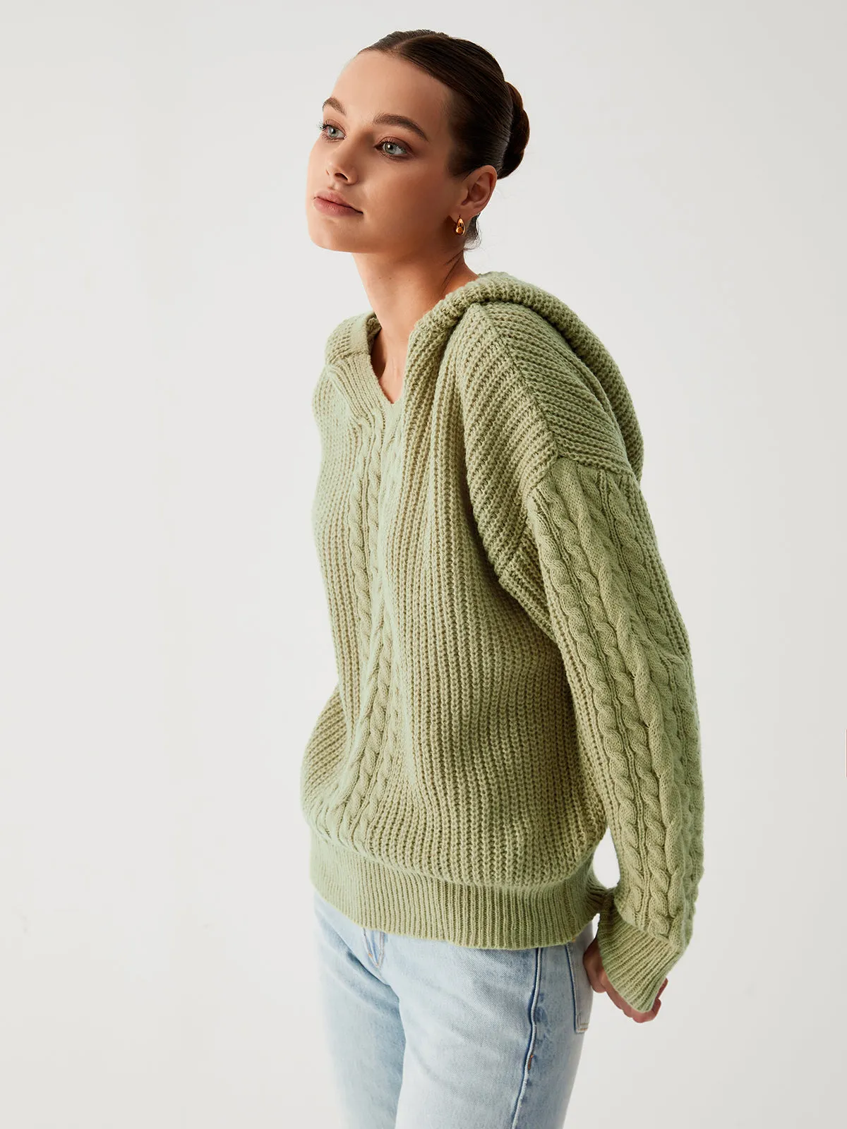 Sage Green Graceful Oversized Hoodie Sweater