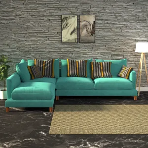 Sea Green Pastel Coloured with Premium Comfort L Shaped 4 Seater Sofa Set for Home