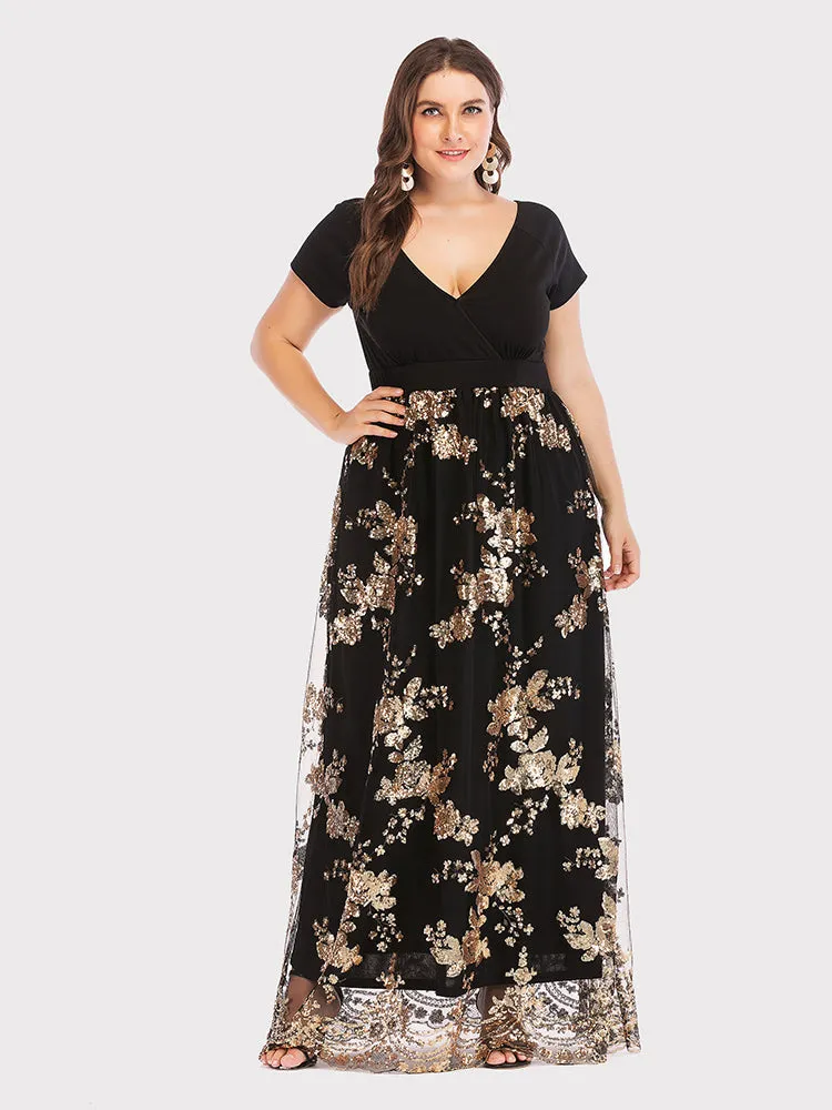 Sequined Letter Graceful Black Crop Top
