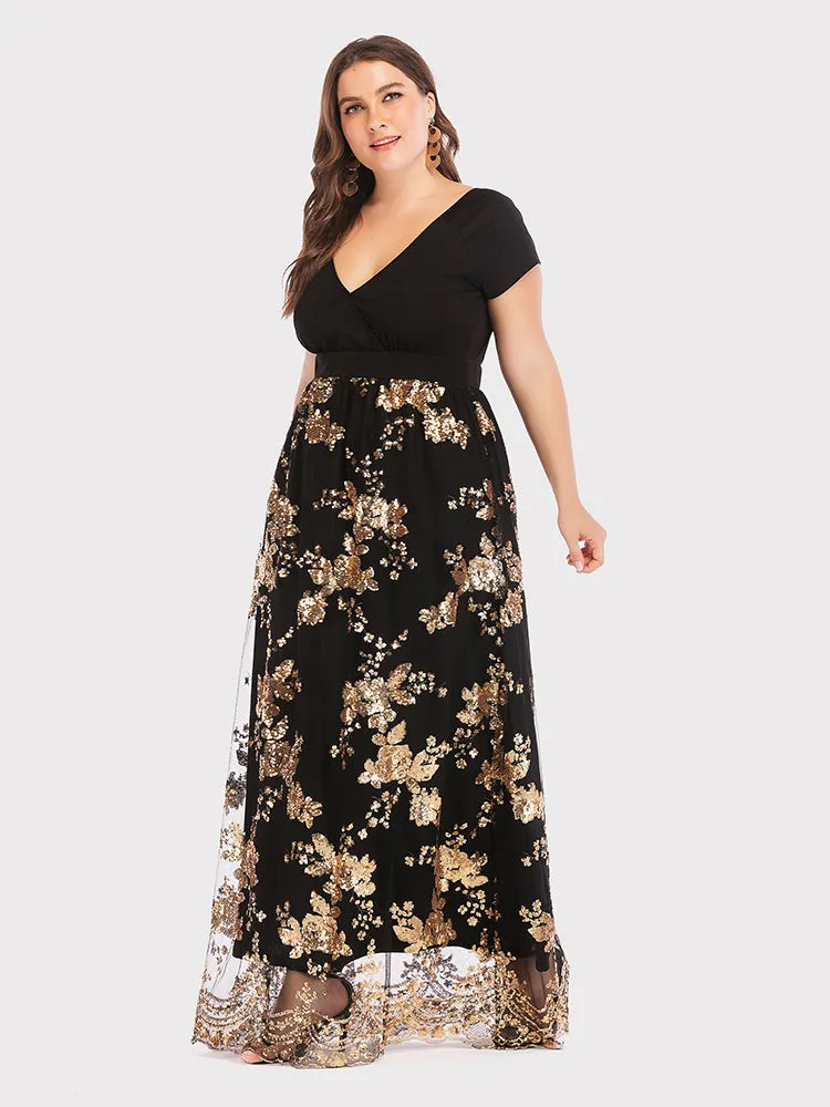 Sequined Letter Graceful Black Crop Top