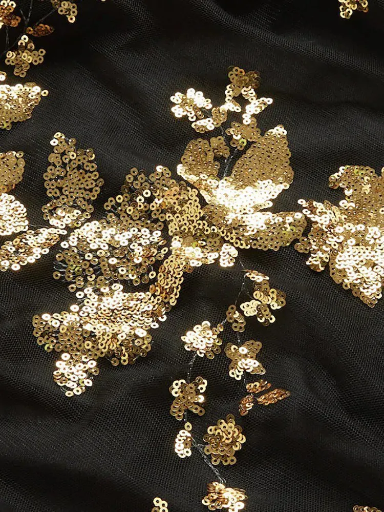 Sequined Letter Graceful Black Crop Top