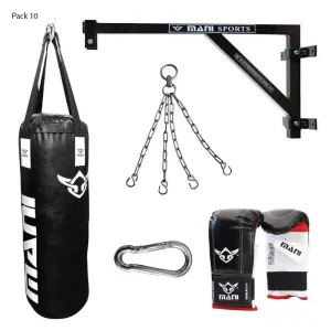 SET OF FIXED WALL BRACKET, 90CM 3FT PUNCHING BAG, MITTS, BAG CHAIN & HOOK