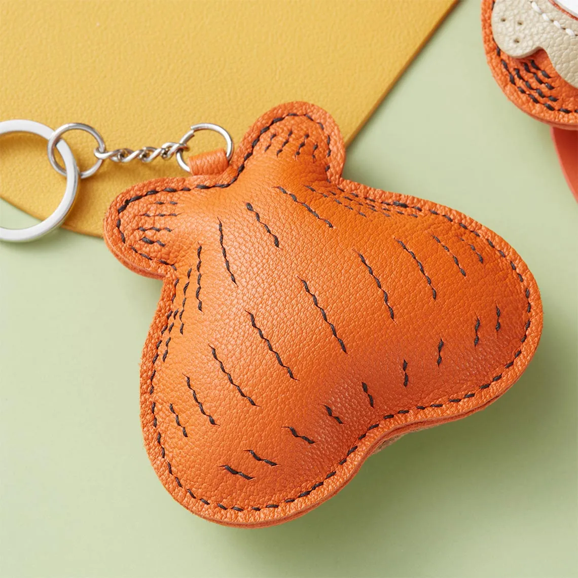 Sheep Leather Garfield Cat Keychain DIY Kit