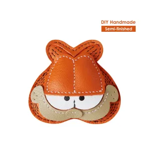 Sheep Leather Garfield Cat Keychain DIY Kit
