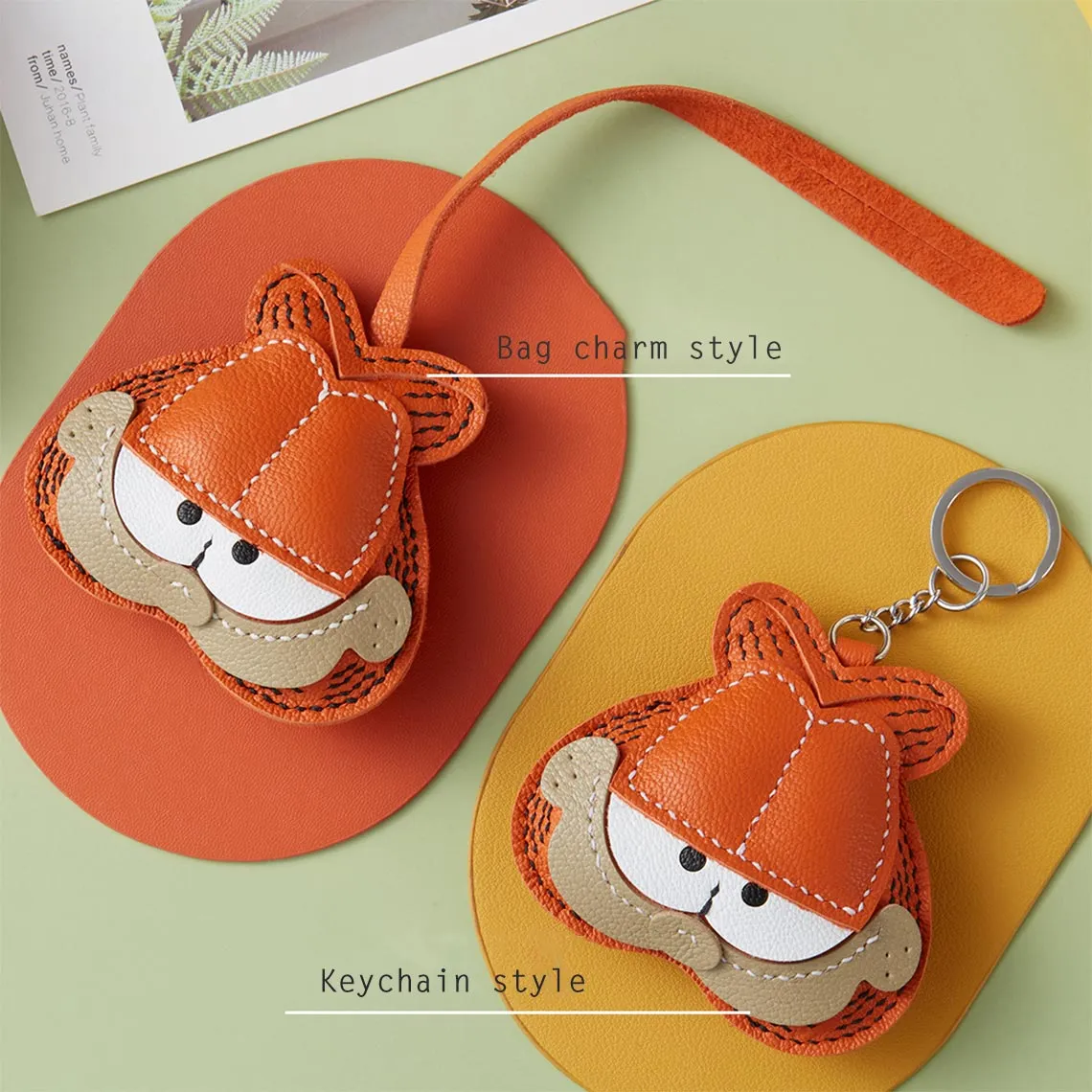 Sheep Leather Garfield Cat Keychain DIY Kit