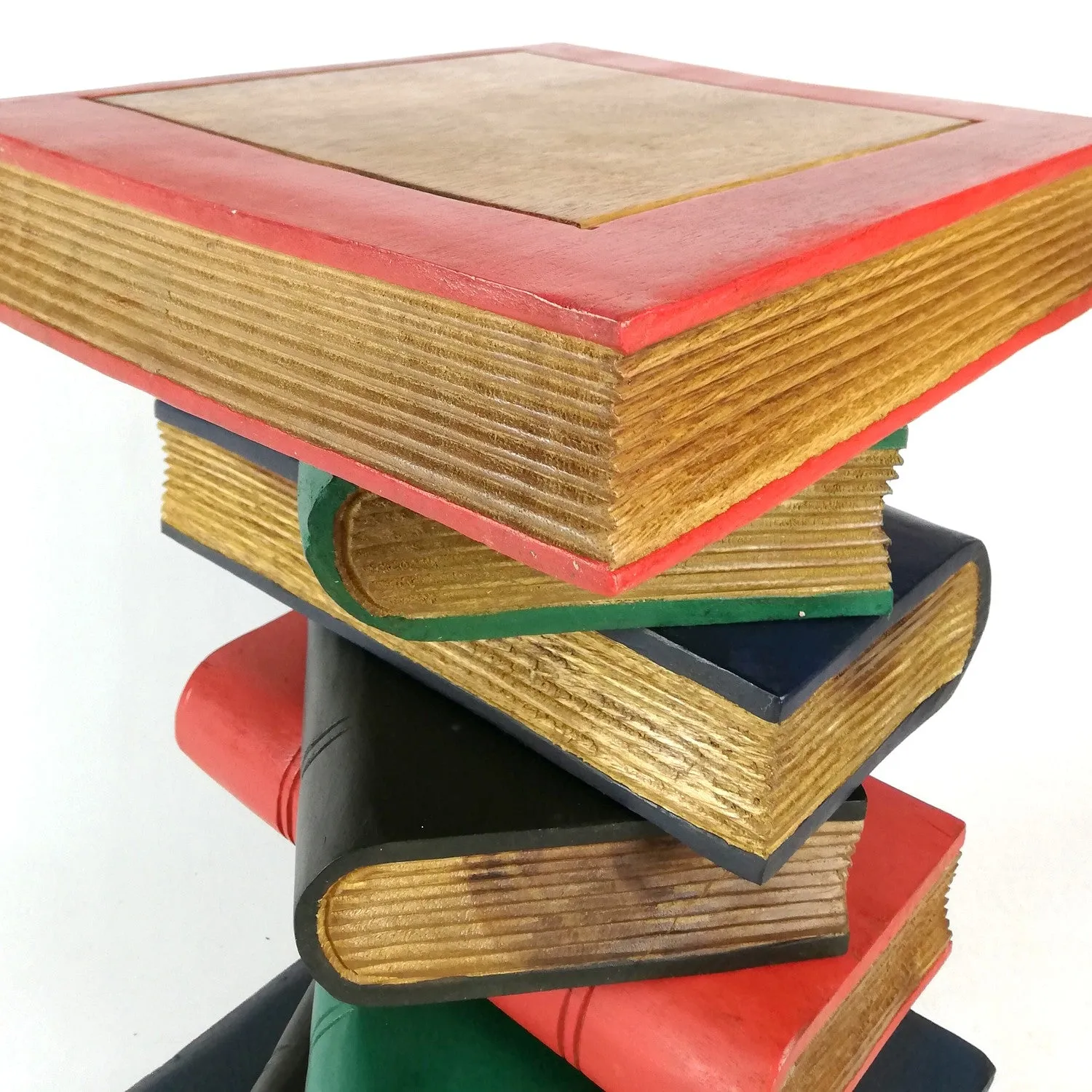 Side Table, corner Stool, Raintree Wood Natural Finish-Book Stack-Colour finish..