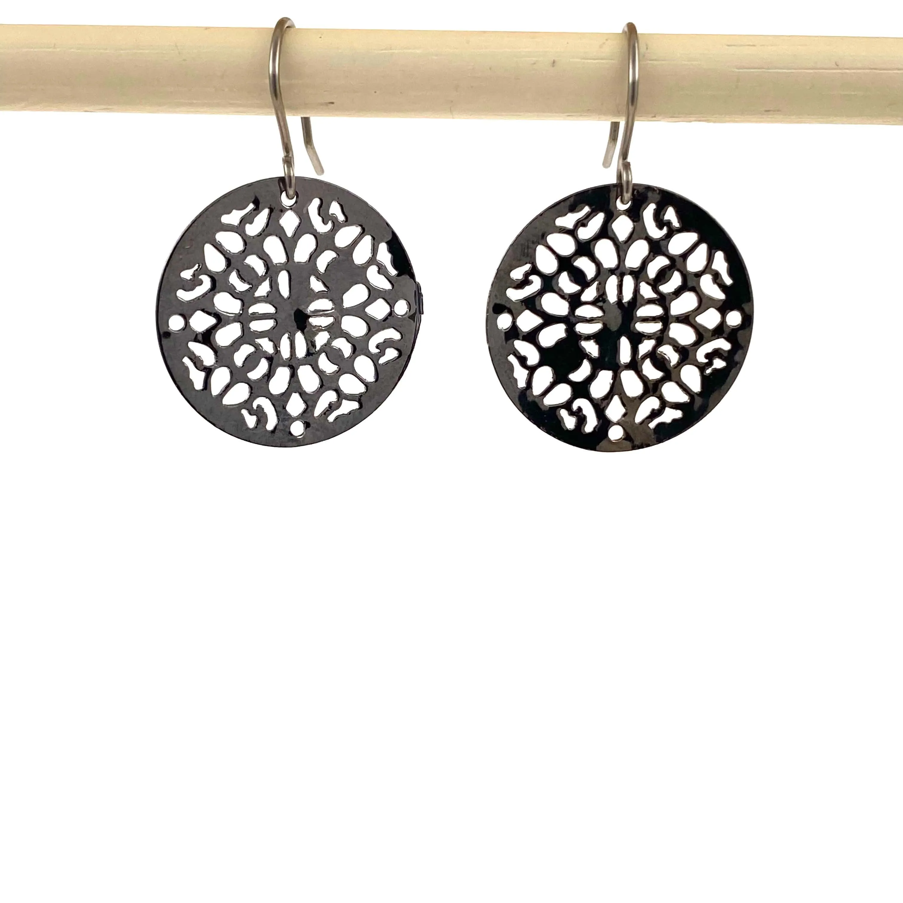 Silver geometric disc earrings
