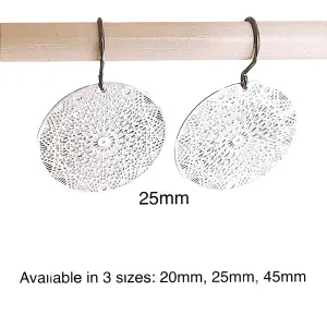 Silver geometric disc earrings