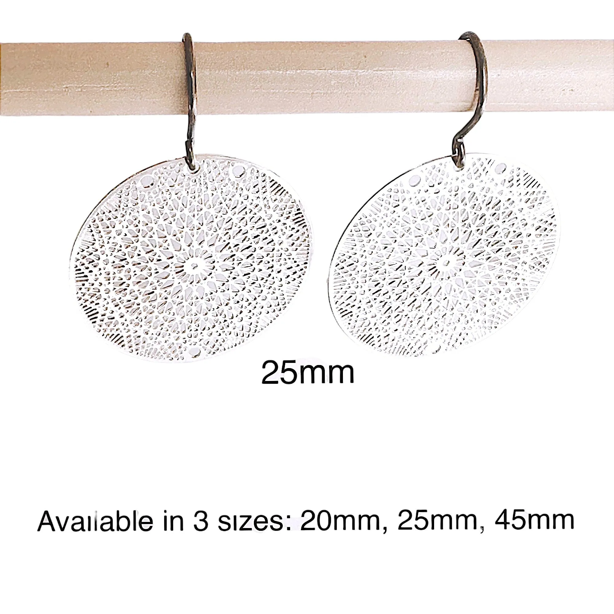 Silver geometric disc earrings