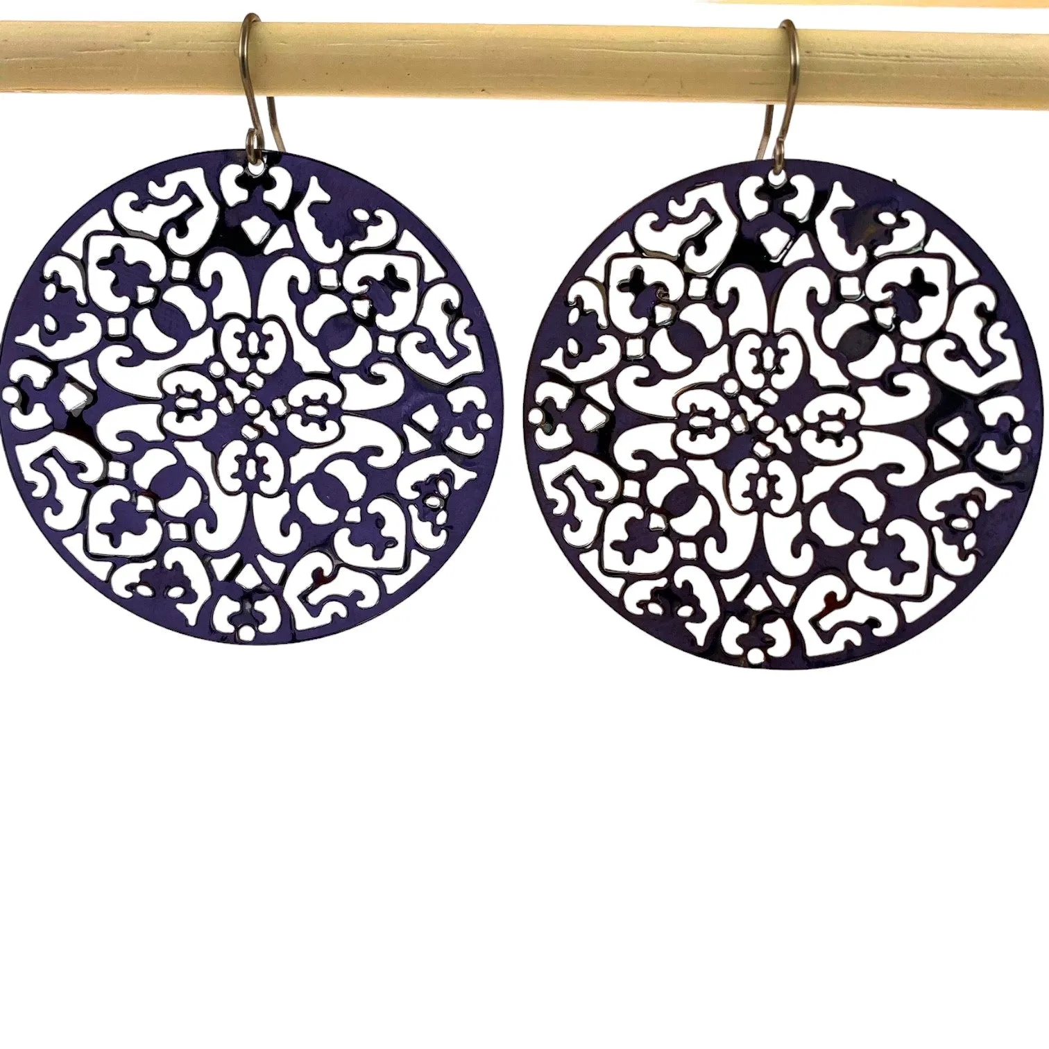 Silver geometric disc earrings