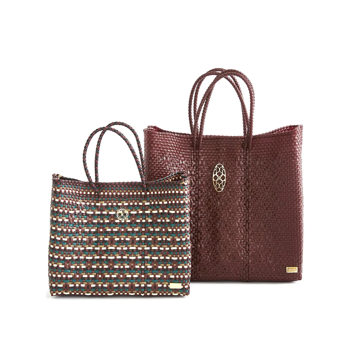 SMALL BURGUNDY GREEN TOTE BAG