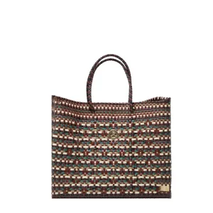 SMALL BURGUNDY GREEN TOTE BAG
