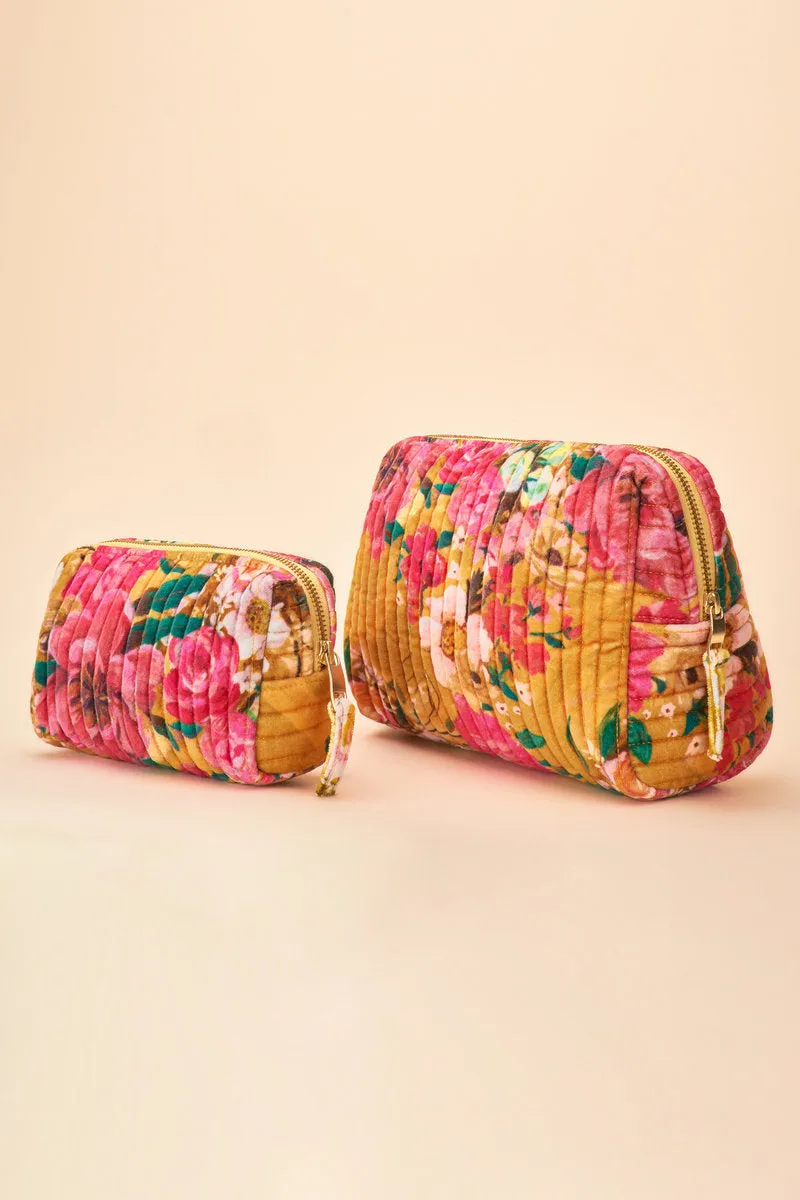 Small Quilted Vanity Bag Impressionist Floral Mustard