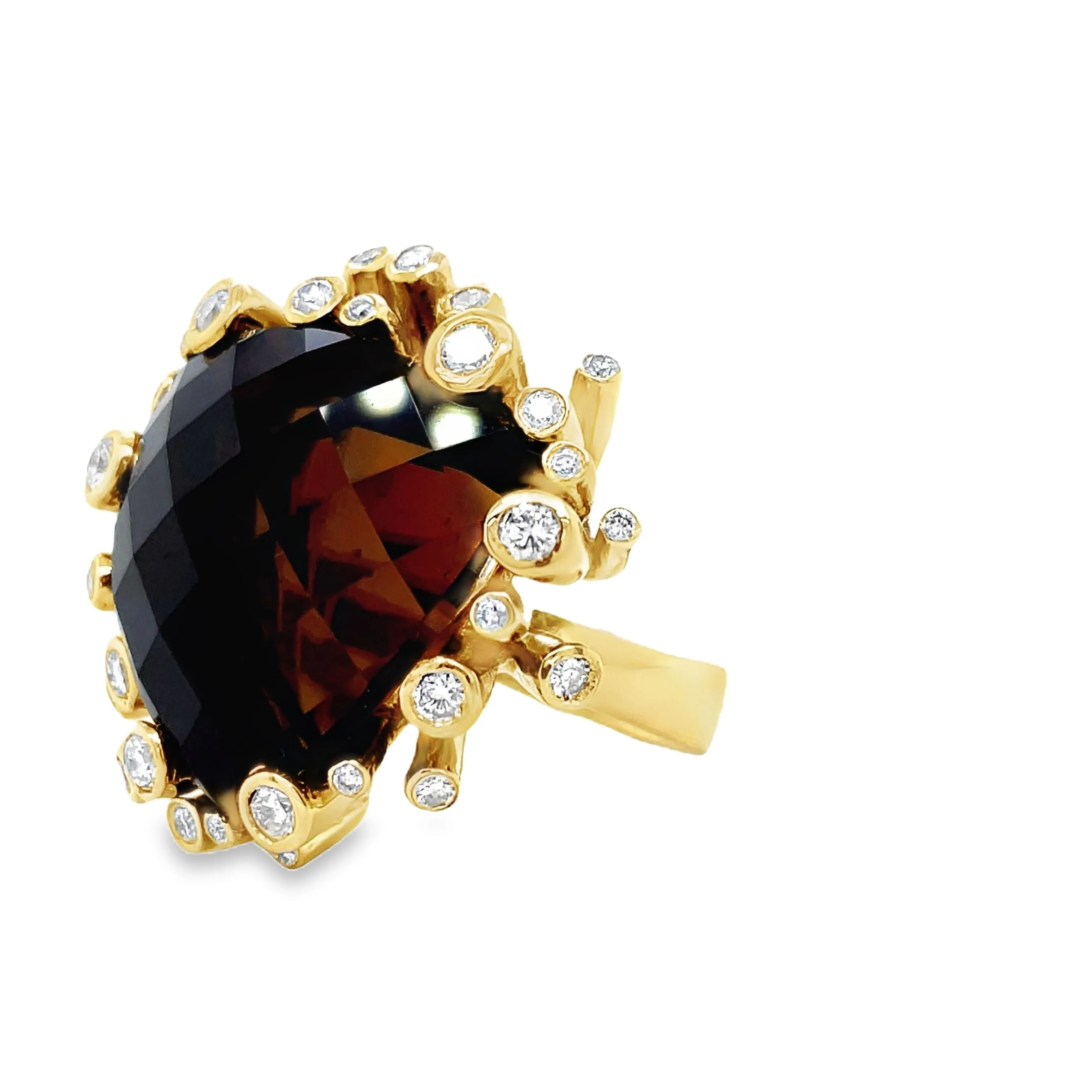 Smoky Topaz & Diamond Cocktail Ring